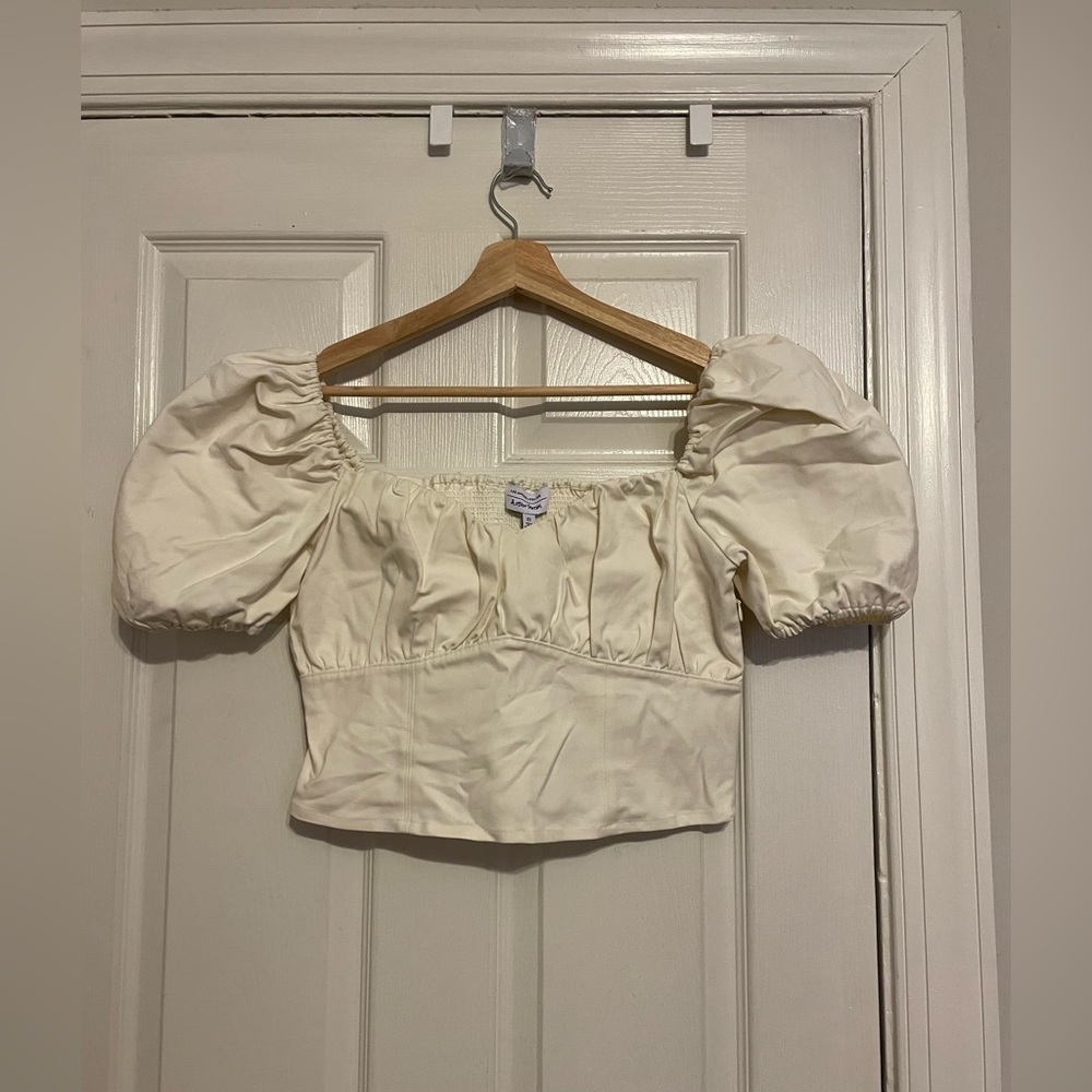 & Other stories puff sleeve crop top in white with tags